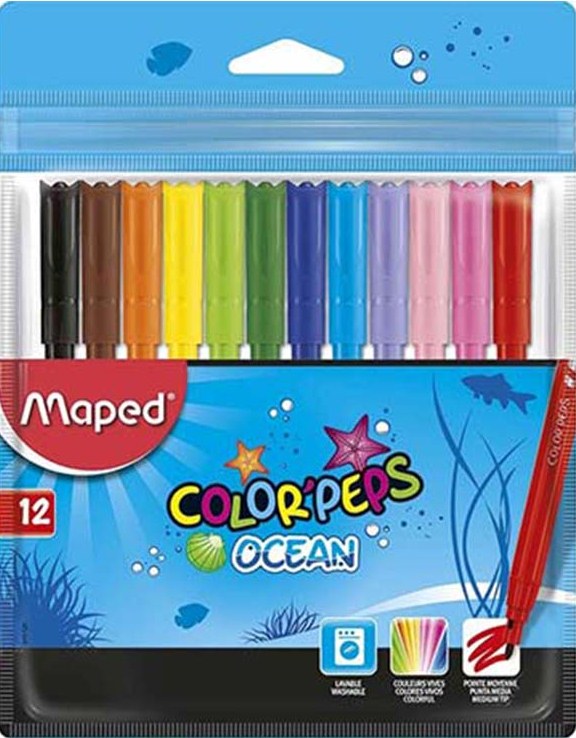 ماژیک رنگ آمیزی 12 رنگ مپد کالر پپس مدل Ocean کد 845720