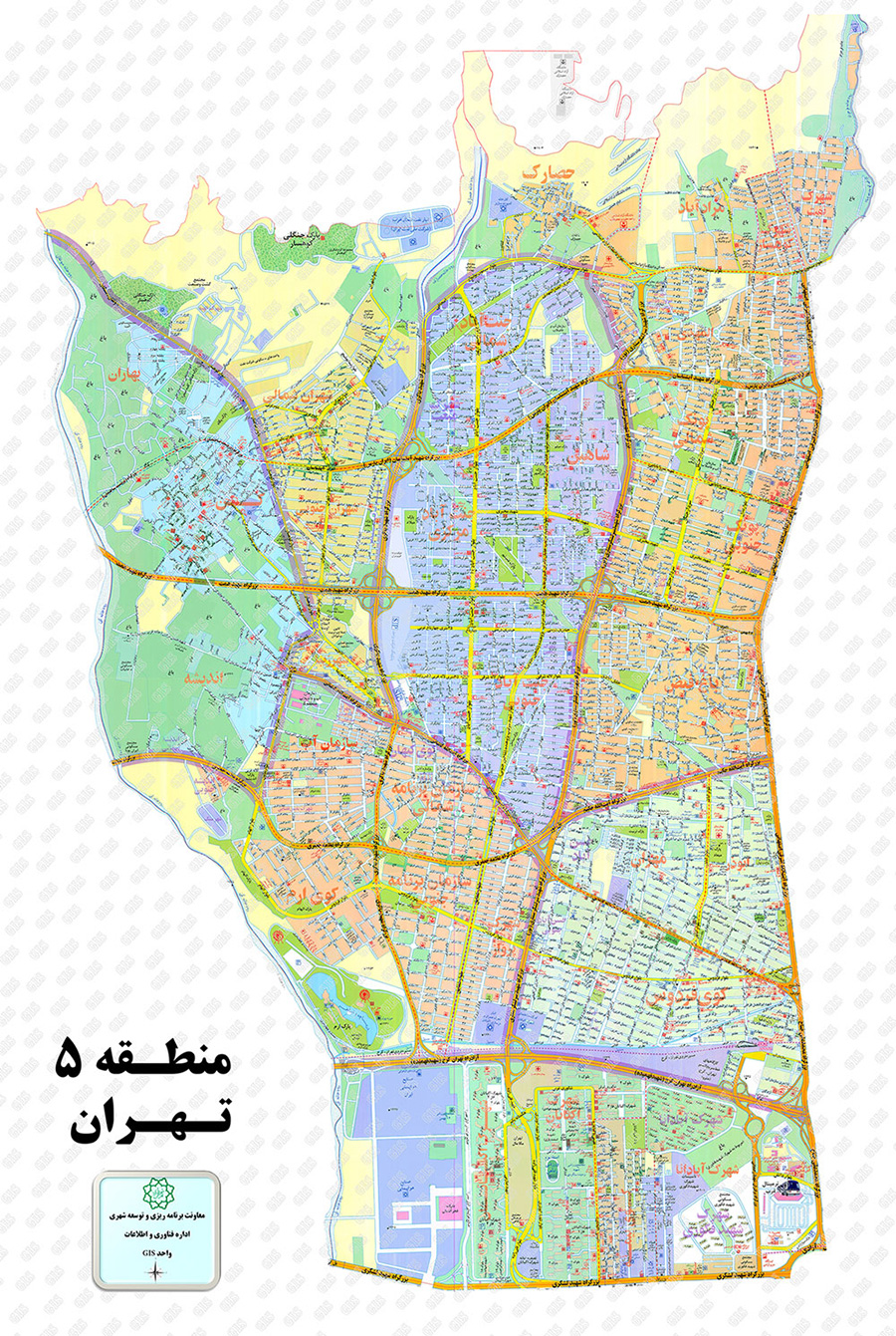 نقشه منطقه 5 تهران